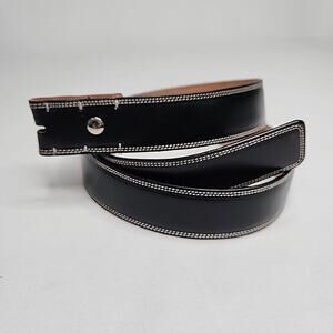 Robert Talbott Size 34 Black Leather Belt No Buckle Italy 307/01 1.25in Wide